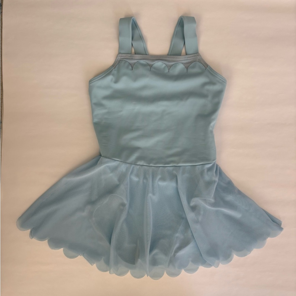 Precious kids Light Blue scalloped dance leotard with skirt